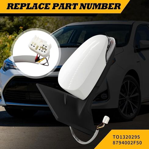Passenger Right Side Mirror Assembly Compatible with Corolla 2014 2015 2016 2017 2018 with Heated Turn Signal Light Power Glass White (7Pins) in Saudi Arabia