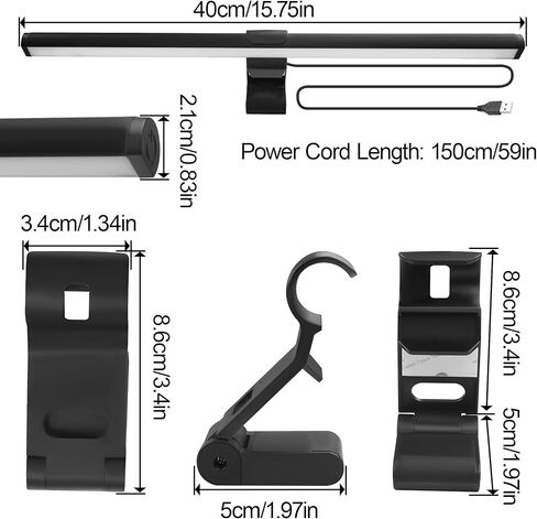 Dual-Sided Screen Light Bar, RGB Atmosphere Backlight & 3 Color Temperatures, Touch Control Non-Magnetic Lamp for Low-Light Eye Care in Saudi Arabia