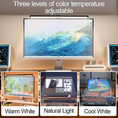 Dual-Sided Screen Light Bar, RGB Atmosphere Backlight & 3 Color Temperatures, Touch Control Non-Magnetic Lamp for Low-Light Eye Care in Saudi Arabia