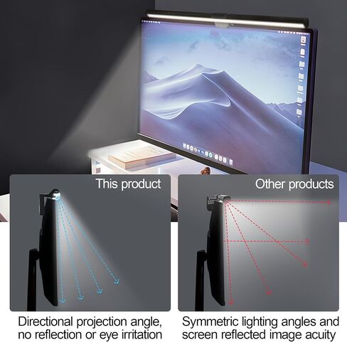 Dual-Sided Screen Light Bar, RGB Atmosphere Backlight & 3 Color Temperatures, Touch Control Non-Magnetic Lamp for Low-Light Eye Care in Saudi Arabia