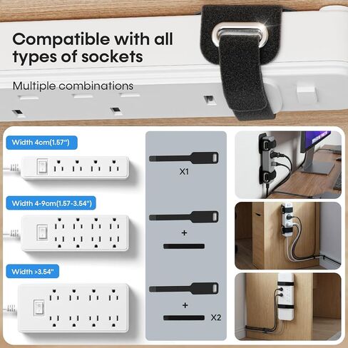 Cable Management Under Desk, 【All Power Strip Compatible】 Enhanced Grip Cord Organizer for Large Cable Bundle, Reusable Wire Clips Hider with Tight and Lock Design, Home Office Essentials,8 Pair in Saudi Arabia