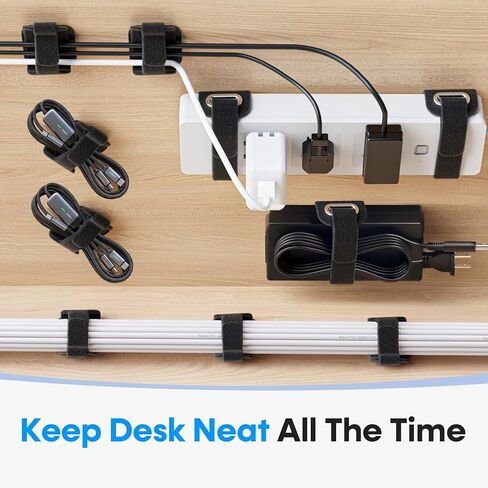 Cable Management Under Desk, 【All Power Strip Compatible】 Enhanced Grip Cord Organizer for Large Cable Bundle, Reusable Wire Clips Hider with Tight and Lock Design, Home Office Essentials,8 Pair in Saudi Arabia