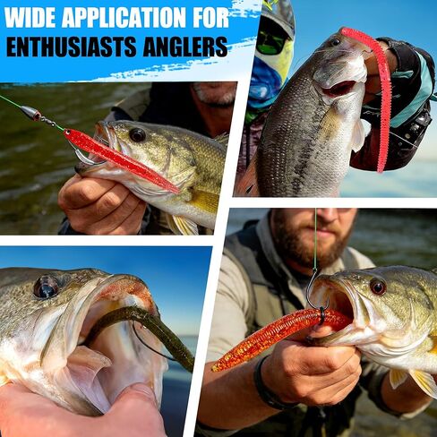 PLUSINNO Fishing Lures, 220PCS Bass Fishing Kit with Wacky Worm, Soft Plastic Baits, Fishing Hooks, Weights & Accessories, Wacky Rig Kit Fishing Gear Gifts for Men with Tackle Box in Saudi Arabia