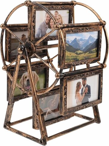 PRETYZOOM Retro Vintage Rotating 12 Photos Ferris Wheel Picture Frame, 4'' Photo Carousel Shows for DIY Spinning Valentine Home Windmill Family Décor Christmas Birthday in Saudi Arabia