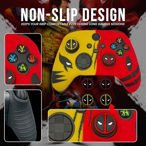 ElitePlay Dpool vs Wolve غطاء سيليكون مضاد للانزلاق لجهاز تحكم Xbox مع مجموعتين من مقابض الإبهام in Kuwait