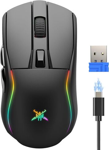 TECKNET Tri-Mode Wireless Gaming Mouse, RGB Backlit Bluetooth 5.0/2.4G/USB-C Rechargeable Ergonomic Mouse with 6 Programmable Buttons, 24000 DPI, 1000Hz Polling Rate, for PC Laptop Mac Gamer in Saudi Arabia