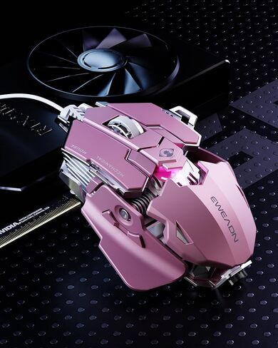 SEUNKWANG EWEADN G5 Wired Gaming Mouse, Ergonomic RGB Computer Mouse, 12800 Adjustable DPI, 9 Programmable Macro Buttons with Rapid Fire Key Compatible for PC/Laptop/Windows- Black&Gold in Saudi Arabia