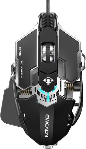 SEUNKWANG EWEADN G5 Wired Gaming Mouse, Ergonomic RGB Computer Mouse, 12800 Adjustable DPI, 9 Programmable Macro Buttons with Rapid Fire Key Compatible for PC/Laptop/Windows- Black&Gold in Saudi Arabia