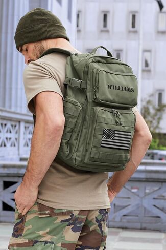 Personalized Tactical Backpack, Range Bag, Loop Panel for Badges and Patches, Military Bag, Monogrammed Name, Olive Drab in Saudi Arabia