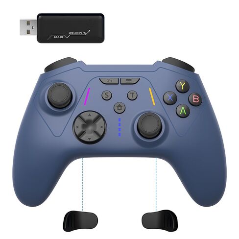 وحدة تحكم BETMI اللاسلكية لأجهزة Xbox One، وXbox Series X/S، والكمبيوتر الشخصي، وعصا التحكم ومشغل تأثير القاعة، وتوربو، وماكرو، وإعادة رسم الخرائط، ووظيفة الاهتزاز المزدوج، ولوحة ألعاب 2.4 جيجا هرتز (أزرق، لا يوجد مقبس 3.5 مم) in Kuwait