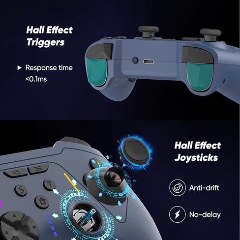 وحدة تحكم BETMI اللاسلكية لأجهزة Xbox One، وXbox Series X/S، والكمبيوتر الشخصي، وعصا التحكم ومشغل تأثير القاعة، وتوربو، وماكرو، وإعادة رسم الخرائط، ووظيفة الاهتزاز المزدوج، ولوحة ألعاب 2.4 جيجا هرتز (أزرق، لا يوجد مقبس 3.5 مم) in Kuwait