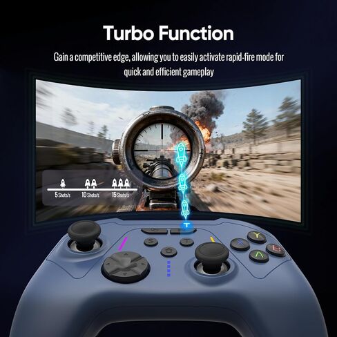 وحدة تحكم BETMI اللاسلكية لأجهزة Xbox One، وXbox Series X/S، والكمبيوتر الشخصي، وعصا التحكم ومشغل تأثير القاعة، وتوربو، وماكرو، وإعادة رسم الخرائط، ووظيفة الاهتزاز المزدوج، ولوحة ألعاب 2.4 جيجا هرتز (أزرق، لا يوجد مقبس 3.5 مم) in Kuwait