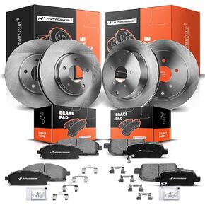 A-Premium Front and Rear Drilled and Slotted Disc Brake Rotors + Ceramic Pads Kit Compatible with Select Nissan Models - Quest 2004-2009/2011-2017, 12-PC Set in Kuwait