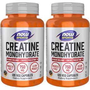 NOW Sports Nutrition, Creatine Monohydrate 750 mg, Mass Building*/Energy Production*, 120 Veg Capsules in Saudi Arabia