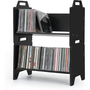 2 Pack Stackable CD Holder Organizer Rack, CD Storage Tower Shelf | Holds up to 56 CD Cases, Jewel Case Display Stand Fit for Theatre Room (Black) in Saudi Arabia