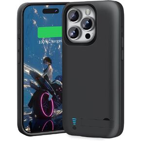 حافظة بطارية لهاتف iPhone 16 Pro، حافظة شحن/شاحن بطارية ممتدة قابلة لإعادة الشحن بقدرة 5000 مللي أمبير في الساعة، أضف عصيرًا إضافيًا بنسبة 100% (6.3 بوصة) أسود in Kuwait