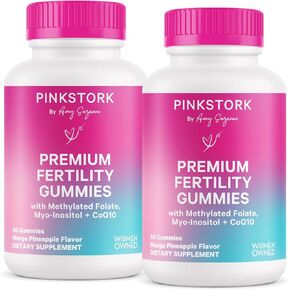 Pink Stork Fertility Gummies, Support Conception and Hormone Balance for Women with Inositol, Folic Acid, and Vitamin B6, Prenatal Fertility Supplements for Women - Strawberry, 90 Count in Saudi Arabia