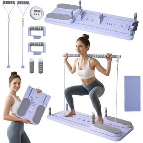 Pilates Board Set - Pilates Reformer, Multi-Foldable Pilates Reformer Set, Portable Pilates Reformer, Trainer Machine for Home Workout with Timer, Ab, Core, Fitness, Exercise (Purple) in Saudi Arabia