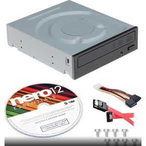 محرك ناسخ أقراص DVD/CD داخلي Lite-On IHAS124-04 24X SATA، ناسخ DVD±RW مزدوج الطبقة مع برنامج Nero 12 Essentials ومجموعة كابل SATA in Kuwait