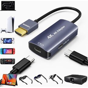 AR Glasses HDMI to USB C Adapter 4K@60Hz, XR Converter with Play and Charge DC 5V, HDMI to USB-C Video Display for XREAL One/Air 2 Pro/VITURE/RayNeo/Rokid, Switch 2/1, PS5/4, Xbox, Portable Monitor in Saudi Arabia