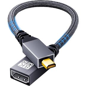 محول HDMI صغير 8K إلى HDMI، 8K@60HZ 4K@240 هرتز، محول Micro HDMI ذكر إلى أنثى، 48 جيجابت في الثانية، متوافق مع Raspberry Pi 5، Pi 4، Go Pro Hero، Nikon، Canon، Sony وغيرها من الكاميرات - رمادي in Kuwait