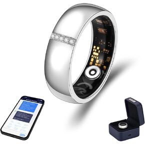 Venlan S925 Sterling Silver Moissanite Smart Ring for Women & Men, Vital Health Ring with Sleep & Fitness Tracking, Heart Rate HRV Monitor, Waterproof Ring Health Tracker(#8) in Saudi Arabia