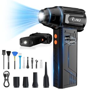 IVJ Compressed Air Duster, 180000RPM Super Power Cordless Electric Air Duster with LED Light Rechargeable 4 Gear Adjustable Mini Air Duster, Dust Blower for Computer, Keyboard, House, Outdoor and Car in Saudi Arabia