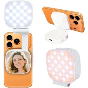 Magnetic Phone Selfie Light，, Multiple Folding LED Phone Photo Beauty Fill Ring Lighting with Mirror ，Magnetic Selfie Light for Video Calls， Creator Kit for Selfies/Photography/TikTok (M27) in Saudi Arabia