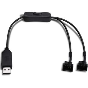 12V Step-Up USB to Dual 3-Pin and 4-Pin PC Fan Power Adapter Cable, Full Speed 3-Pin/4-Pin Sleeve Computer Fan Connector to USB Adapter with Switch in Saudi Arabia