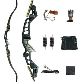 مجموعة قوس منحني للصيد من Black Hunter ILF للبالغين، مجموعة قوس رماية عالية الأداء مقاس 62 بوصة، رافعة CNC ILF، أطراف أساسية من إسفنج الجرافيت الكربوني، اليد اليمنى، 30-60 رطلاً in Kuwait