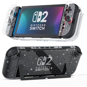 [Improved Version] GLDRAM Case for Nintendo Switch 2 (2025), Dockable Hard Shell PC Protective Cover with Split Design, Anti-Scratch Switch 2 Skin Accessories Protector - Clear Glitter in Saudi Arabia