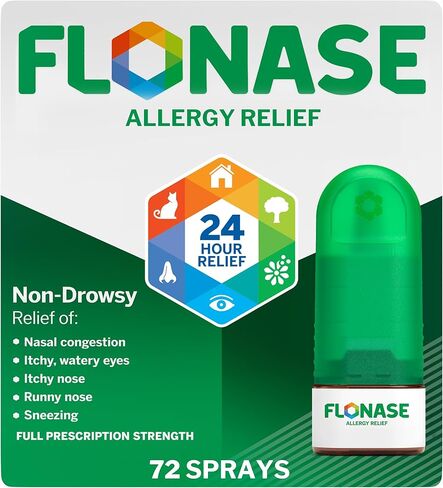 Flonase Allergy Relief Nasal Spray, 24 Hour Non Drowsy Allergy Medicine, Metered Nasal Spray - 72 Sprays - Fall and Seasonal Allergy Relief in Saudi Arabia