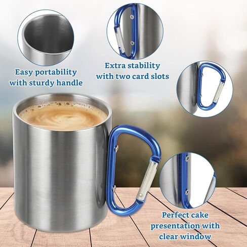 6 Pack Insulated Stainless Steel Camping Coffee Mug 10oz, 3 Color Portable Camping Coffee Mug with Carabiner Handle Hiking Mug for Hiking in Saudi Arabia