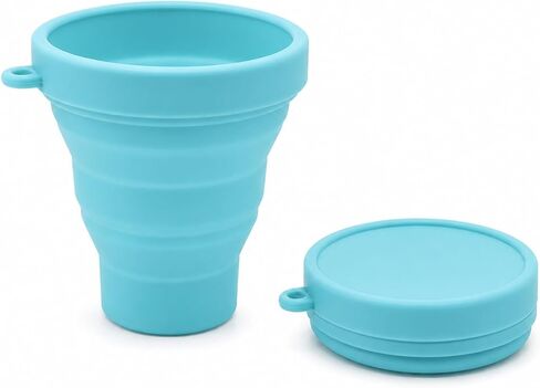 Collapsible Travel Cup, Foldable Silicone Cup with Lid and Strap, 200ml Portable Reusable Drinking Cup for Camping, Hiking, Picnic, Outdoor Travel and Daily Use in Saudi Arabia