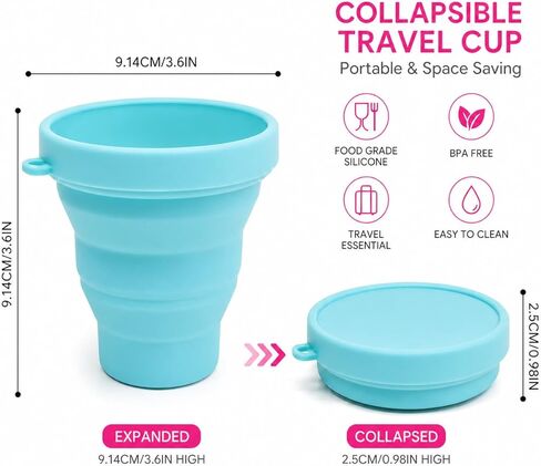 Collapsible Travel Cup, Foldable Silicone Cup with Lid and Strap, 200ml Portable Reusable Drinking Cup for Camping, Hiking, Picnic, Outdoor Travel and Daily Use in Saudi Arabia