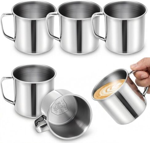 6 Pack Stainless Steel Coffee Mug with Handle, 18.5 Oz Unbreakable Portable Hiking Cup Metal Cups Camping Mug, Perfect for Home, Travel, and Camping, Hot Cold Drinks in Saudi Arabia