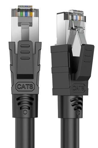 CAT8 Ethernet Cable 2M, Shielded High Speed 40Gbps/2000MHz, Compatible with Modem/Router/Switch/PS4/PS5/Xbox, for Home & Office Use in Saudi Arabia