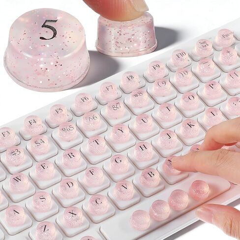 128 Pcs Keyboard Stickers for Long Nails, Universal Adhesive Keyboard Bubbles, Comfortable Long Nail Keyboards for Women, Reusable Keyboards Accessories for Gamers, Writers, Home, Office Use in Saudi Arabia