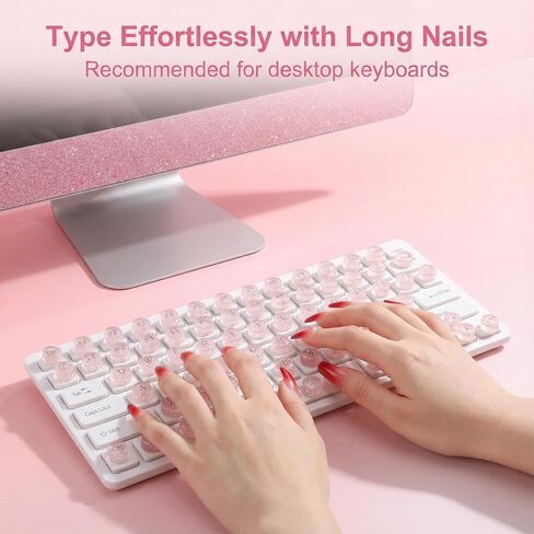 128 Pcs Keyboard Stickers for Long Nails, Universal Adhesive Keyboard Bubbles, Comfortable Long Nail Keyboards for Women, Reusable Keyboards Accessories for Gamers, Writers, Home, Office Use in Saudi Arabia