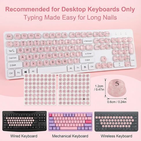128 Pcs Keyboard Stickers for Long Nails, Universal Adhesive Keyboard Bubbles, Comfortable Long Nail Keyboards for Women, Reusable Keyboards Accessories for Gamers, Writers, Home, Office Use in Saudi Arabia