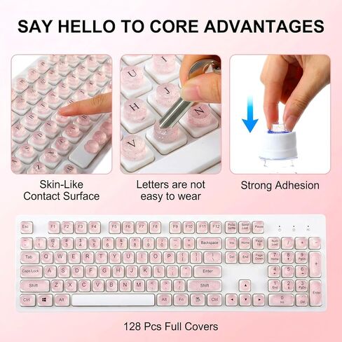 128 Pcs Keyboard Stickers for Long Nails, Universal Adhesive Keyboard Bubbles, Comfortable Long Nail Keyboards for Women, Reusable Keyboards Accessories for Gamers, Writers, Home, Office Use in Saudi Arabia