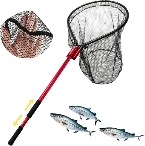 High Strength Heavy Duty Extra Large Aluminum Landing Net - Telescoping Handle (67-85inch), 27in Net Opening for Saltwater Fishing, Boat, Pier, River Angling in Saudi Arabia