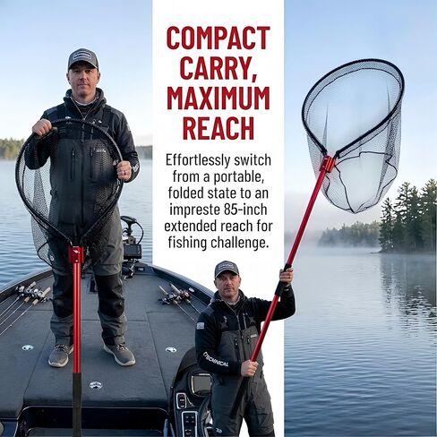 High Strength Heavy Duty Extra Large Aluminum Landing Net - Telescoping Handle (67-85inch), 27in Net Opening for Saltwater Fishing, Boat, Pier, River Angling in Saudi Arabia