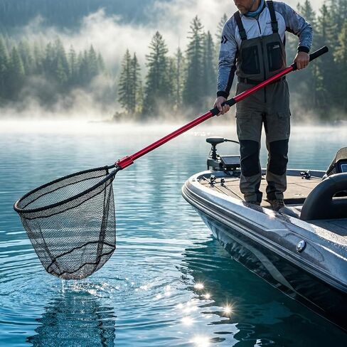 High Strength Heavy Duty Extra Large Aluminum Landing Net - Telescoping Handle (67-85inch), 27in Net Opening for Saltwater Fishing, Boat, Pier, River Angling in Saudi Arabia