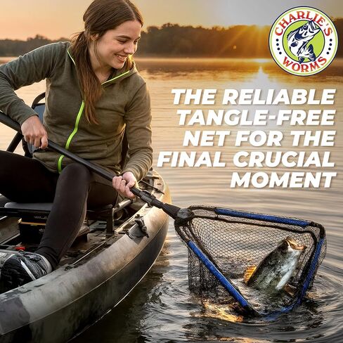 شبكة صيد طافية من الألومنيوم قابلة للطي من Rite Angler - شبكة سمك خفيفة الوزن وسريعة الجفاف مع مقبض قابل للطي، فتحة كبيرة، شبكة متينة بدون عقد، مشبك تروس لقوارب الكاياك، البركة، الغطس - 76.2 سم in Kuwait