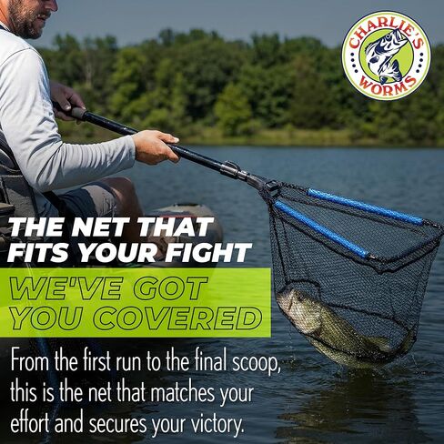 شبكة صيد طافية من الألومنيوم قابلة للطي من Rite Angler - شبكة سمك خفيفة الوزن وسريعة الجفاف مع مقبض قابل للطي، فتحة كبيرة، شبكة متينة بدون عقد، مشبك تروس لقوارب الكاياك، البركة، الغطس - 76.2 سم in Kuwait