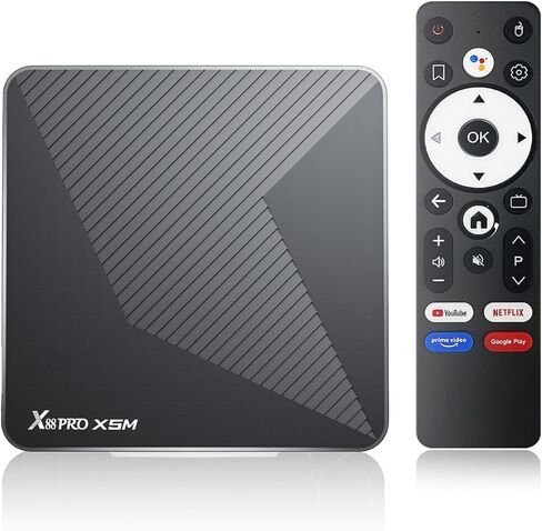 Android TV Box 14.0 4K 2025 Android Box S905X5M 4GB RAM 32GB ROM رباعي النواة 64 بت، يدعم Dual-WiFi 2.4G/5.8G WIFI6 3D HDR10+ BT5.0 مع جهاز تحكم عن بعد صوتي in Kuwait