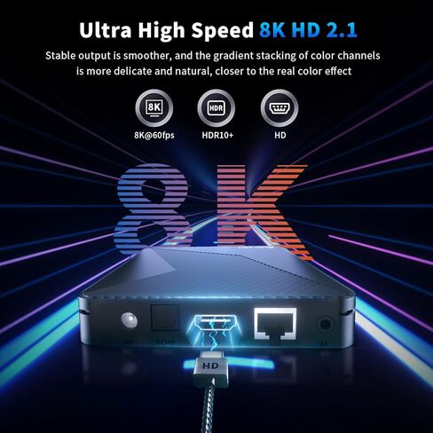 Android TV Box 14.0 4K 2025 Android Box S905X5M 4GB RAM 32GB ROM رباعي النواة 64 بت، يدعم Dual-WiFi 2.4G/5.8G WIFI6 3D HDR10+ BT5.0 مع جهاز تحكم عن بعد صوتي in Kuwait