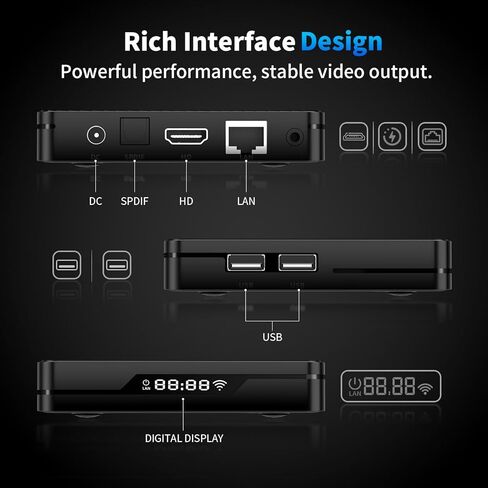 Android TV Box 14.0 4K 2025 Android Box S905X5M 4GB RAM 32GB ROM رباعي النواة 64 بت، يدعم Dual-WiFi 2.4G/5.8G WIFI6 3D HDR10+ BT5.0 مع جهاز تحكم عن بعد صوتي in Kuwait