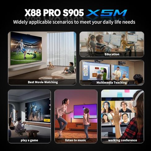 Android TV Box 14.0 4K 2025 Android Box S905X5M 4GB RAM 32GB ROM رباعي النواة 64 بت، يدعم Dual-WiFi 2.4G/5.8G WIFI6 3D HDR10+ BT5.0 مع جهاز تحكم عن بعد صوتي in Kuwait